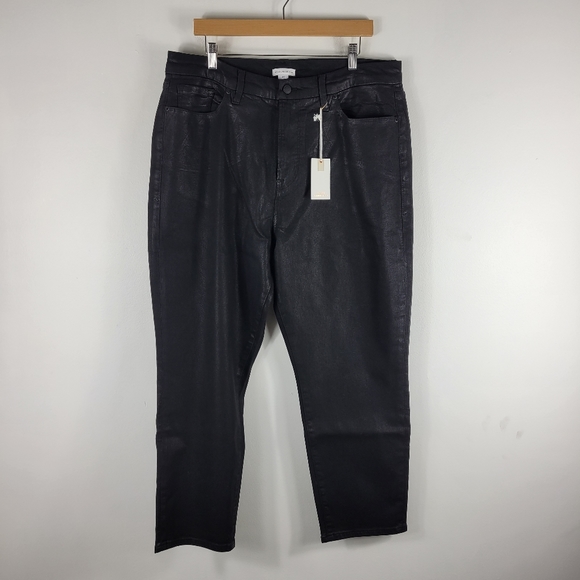 New Good American Good Classic Leather Coated High Waist Slim Ankle Jeans - Picture 3 of 14